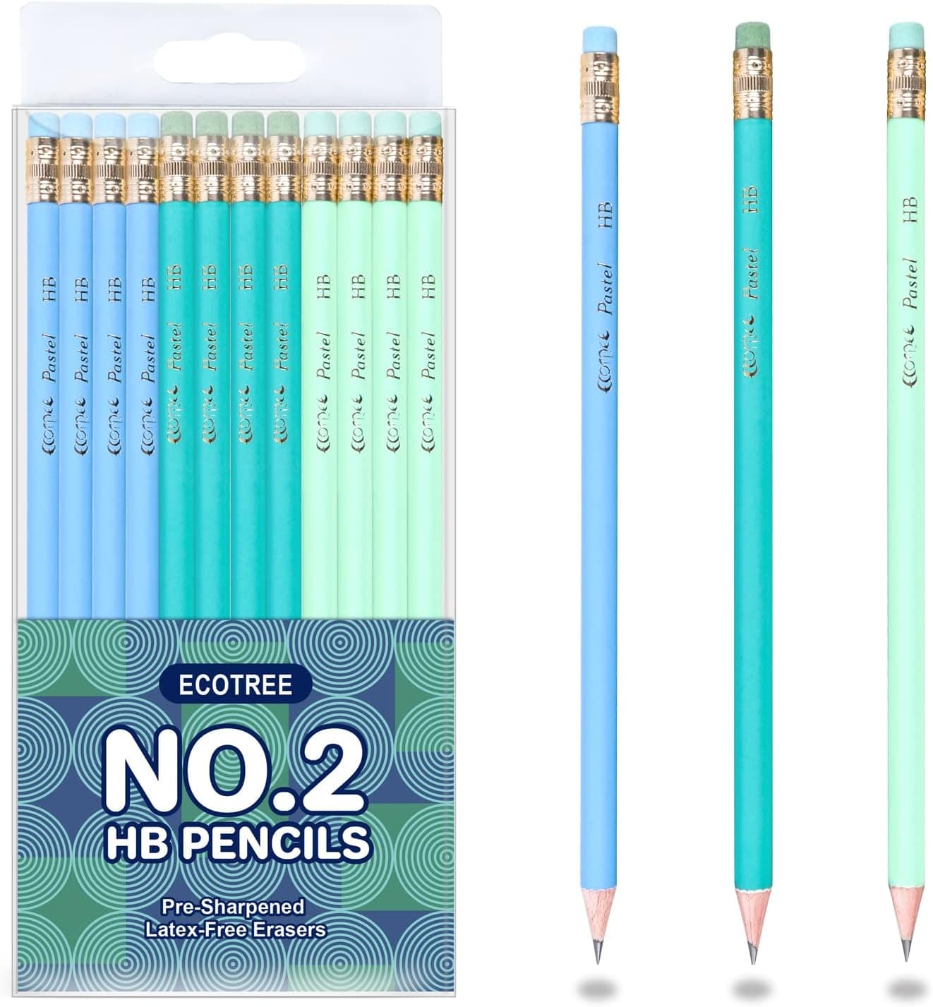 ECOTREE Pencils #2 Pre-Sharpened Pencils for Kids Number 2 Pencil with Erasers for School